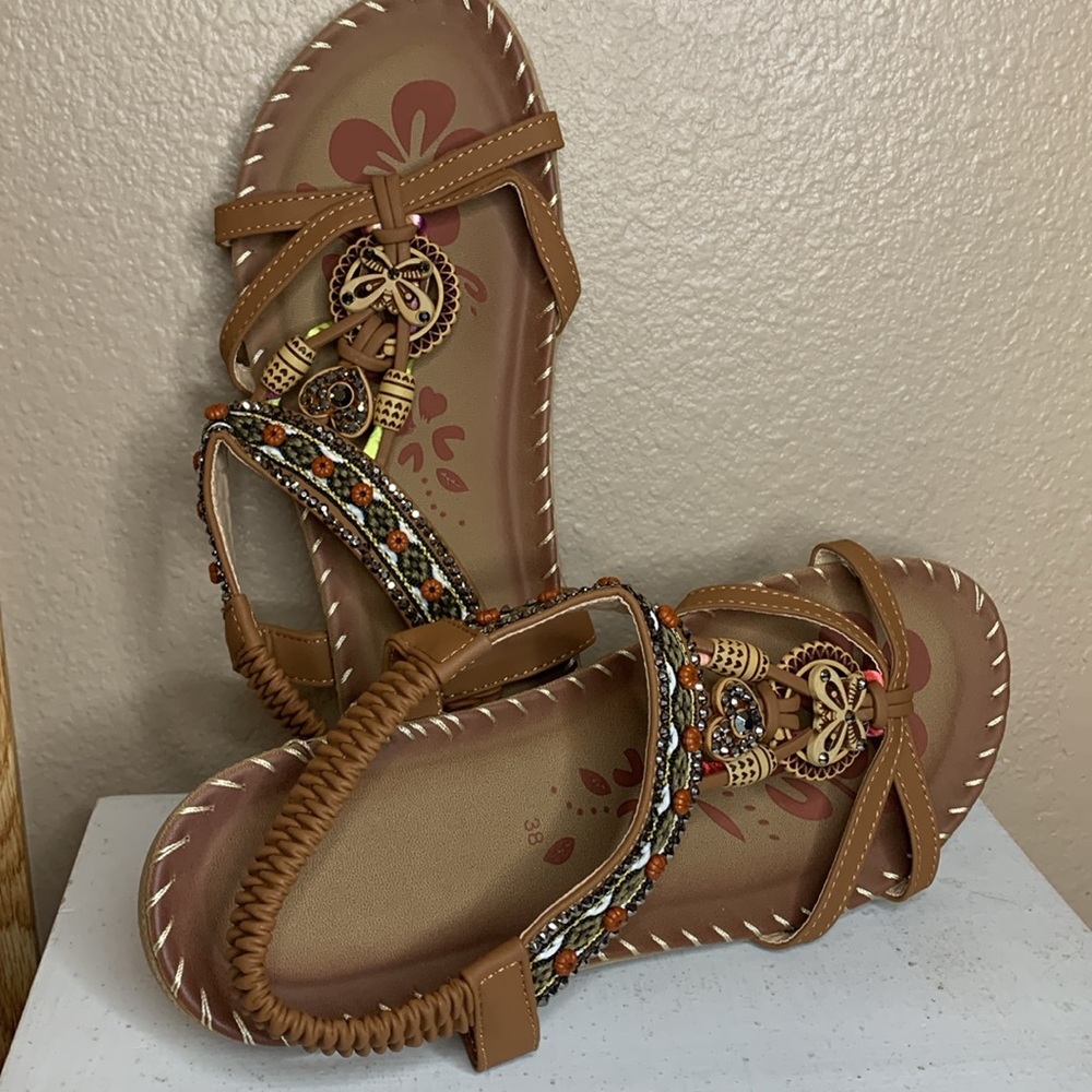 Boho Style Rhinestone Butterfly Sandals NEW